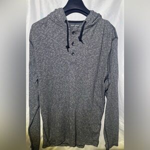 DKNY Men's Charcoal Button-Up Hoodie